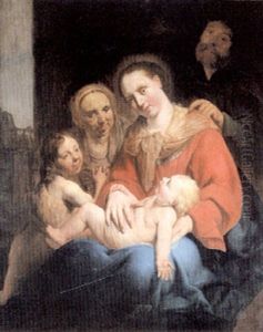 La Sainte Famille Avec Sainte Anne Et Saint Jean-baptiste by Frans Pietersz de Grebber