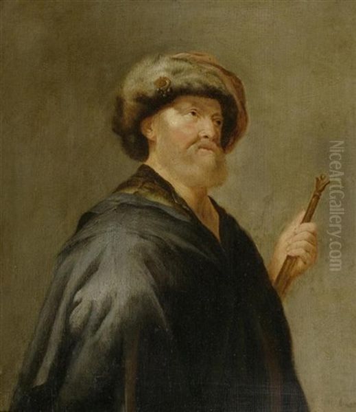 Portrait Eines Bartigen Mannes Mit Pelzhut - view 1