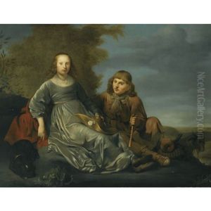 A Young Shepherd Couple Resting In A Landscape by Pieter Fransz de Grebber
