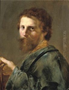 Portrait Of A Man In A Blue Robe, Holding His Cap In His Left Hand