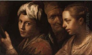 A Young Man In A Turban, A Young Woman And An Old Man by Pieter Fransz de Grebber