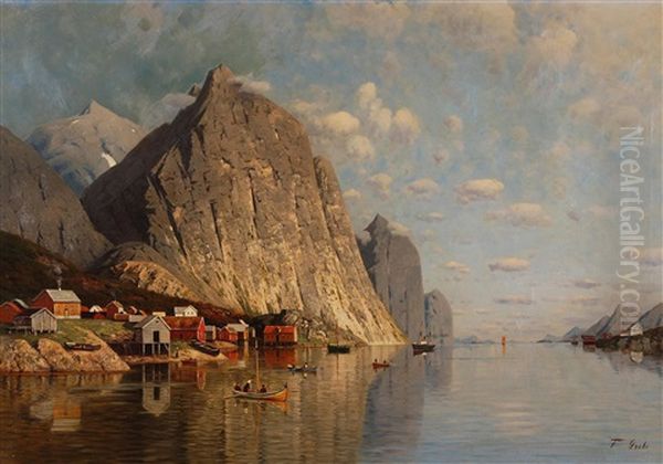 Ansicht Eines Fjordes Mit Fischerdorf - view 1