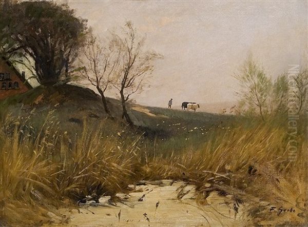 Farmer With Cows - view 1