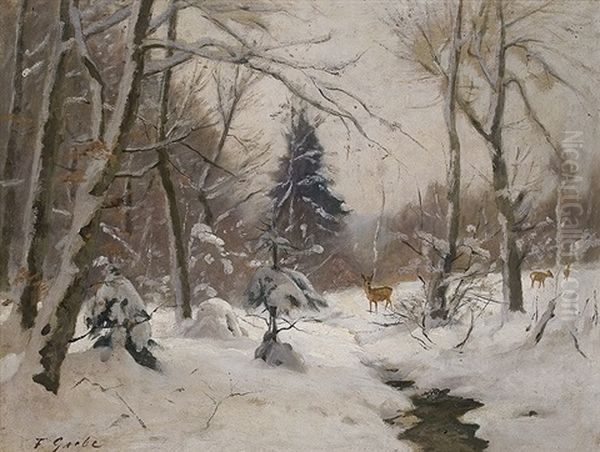 Winterly Stream In The Forest - view 1