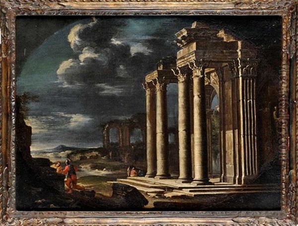 An Architectural Capriccio With Soldiers Conversing - view 1