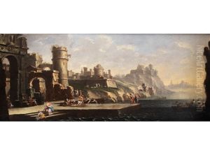 Landschaft Mit Romischer Ruinenarchitektur An Einer Landzunge Mit Rechts Anstehendem Meeresufer Landschaft Mit Romischer Ruinenarchitektur An Einer Landzunge Mit Rechts Anstehendem Meeresufer