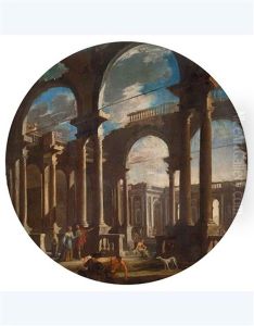 Capriccio Architettonico Con Figure by Gennaro Greco