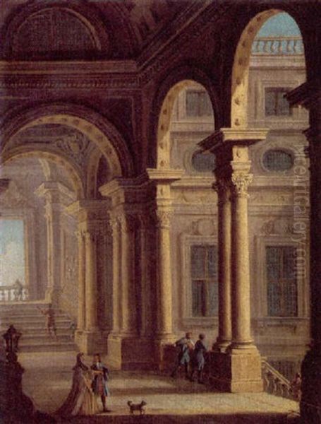 A Classical Colonnade With Figures - view 1