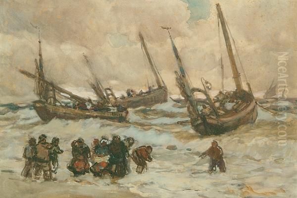 Fishing Boats And Figures On The North Atlantic Coast - view 1