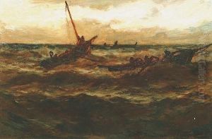 Fishing Boats In A Storm by Joseph Richard Bagshawe