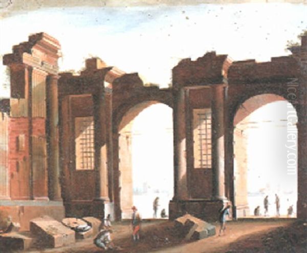 Capricco View Of Peasants And Stevedores Amid Ruins - view 1