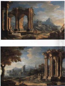 Italianate Landscape With Peasants Resting By Classical Ruins And Fountains Italianate Landscape With Peasants Resting By Classical Ruins And Fountains