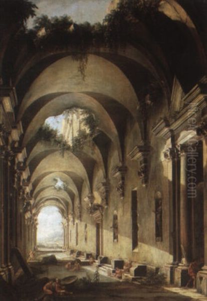 Nymphs Bathing Beneath The Ruins Of A Classical Palace - view 1