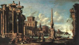 Ruinenlandschaft Mit Figurenstaffage by Gennaro Greco