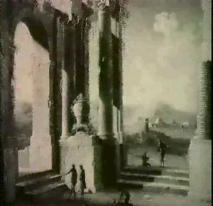 Landscapes With Figures Among Roman Ruins A Set Of Four Paintings (4) Landscapes With Figures Among Roman Ruins A Set Of Four Paintings (4)