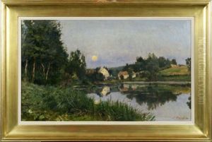 Etang Au Clair De Lune  (rouge-cloitre) by Jean Baptiste de Greef