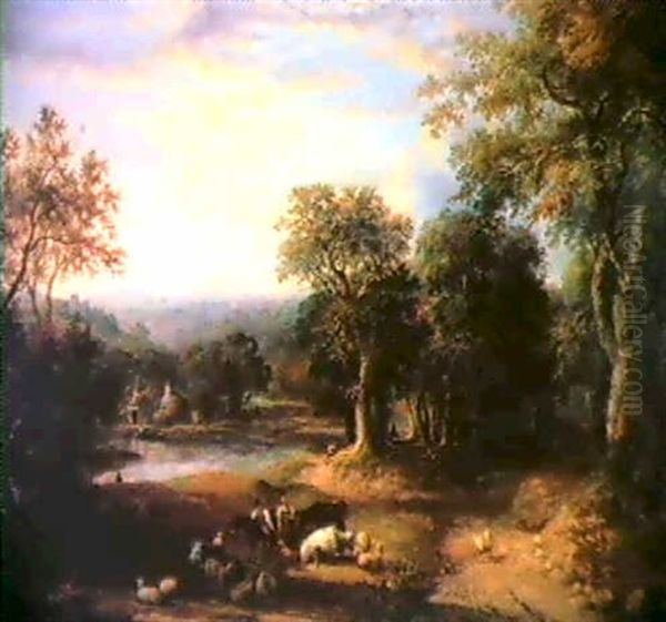 Woodland Landscape With Rustics Courting - view 1