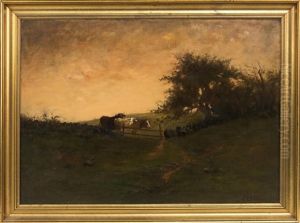 Two Cows In A Pasture by Charles Edwin Lewis Green