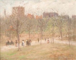 Boston Common Looking Towards Beacon Street by Charles Edwin Lewis Green