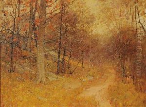 Autumn Trees In Forest by Charles Edwin Lewis Green
