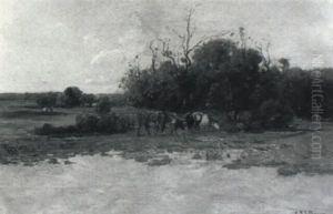 Cattle In A Landscape by Charles Edwin Lewis Green