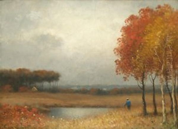 Hiker In A Fall Landscape - view 1
