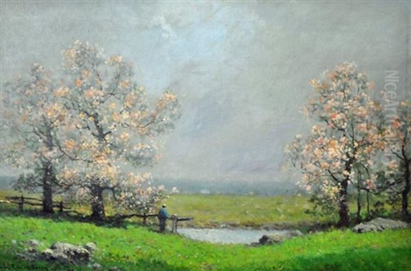 Flowering Trees In A Landscape With Figure - view 1