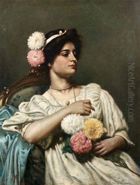 Portrait De Femme Aux Fleurs - view 1