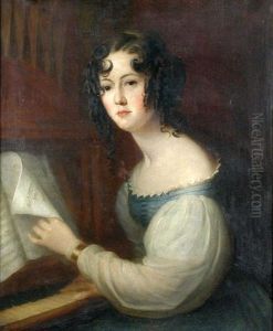 Portrait Of Miss Mary Higgins Of Turvey Abbey, Bedfordshire by James Green