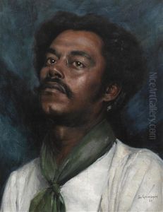 Portrait Of A Man With A Green Cravat by Joseph Greenbaum