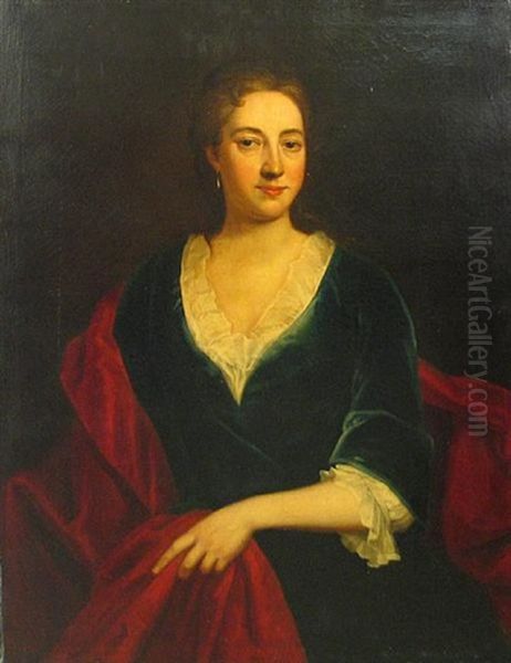 A Portrait Of A Lady, Three-quarter Length With A Red Wrap - view 1