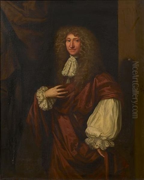 Portrait Of A Gentleman, Said To Be Sir William Whitmore, 2nd Bart. Of Apley, In A Russet Coat With A White Lace Jabot, Standing Before A Column - view 1