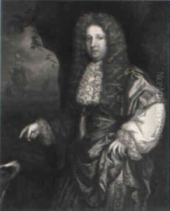 Portrait Of John Wood, With A Dog, Man-o-war Beyond by John Greenhill