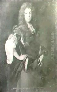Portrit Of Sir John Barrington, Three-quarter Length, Wearing A Brown Coat, White Cravat, Blue Cloak... by John Greenhill