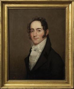 Portrait Of A Young Gentleman In A Black Overcoat And Elaborate Neckerchief