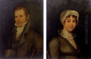 Portrait Of Sally Shurtleff (+ Portrait Of Her Husband Dr. Benjamin Shurtleff; 2 Pair) by Ethan Allen Greenwood