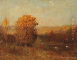 Sun Setting On An Autumn Landscape