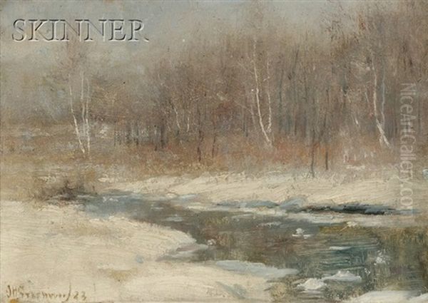 Brook In Winter (green Hill Park?) Worcester, Massachusetts - view 1