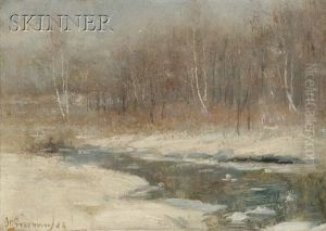 Brook In Winter (green Hill Park?) Worcester, Massachusetts by Joseph H. Greenwood