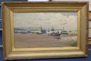 Fishing Boats And Figures On The Shore At Low Tide