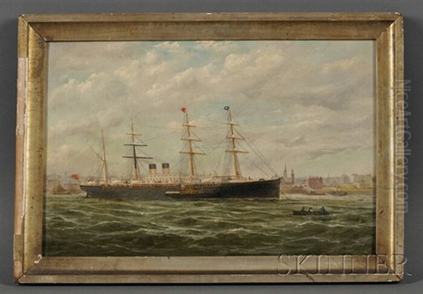 Ocean Liner At Anchor (in The River Mersey?) - view 1