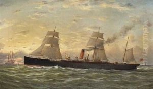 The Cunard Liner "pavonia" by Parker (George Parker) Greenwood