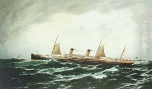 The White Star Liner "majestic" At Sea by Parker (George Parker) Greenwood