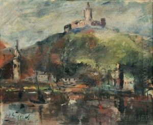 Castle On The Rhine by Johannes Greferath