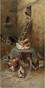 Scene De Basse-cour by Jules G. Bahieu