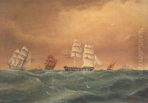 Segelschiffe Vor Schlos Helsingor Segelschiffe Vor Schlos Helsingor