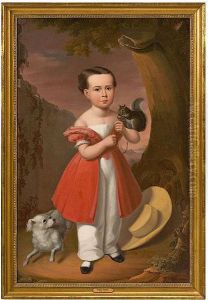 Young Child With Pet Squirrel And Small Dog