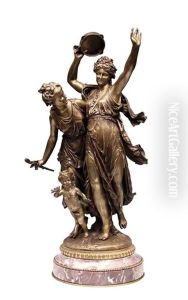 L'allegro Bronz Statue by Jean Louis Gregoire