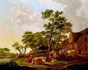 A Milkmaid And Cattle By A Farm On A Sunny Afternoon A Milkmaid And Cattle By A Farm On A Sunny Afternoon