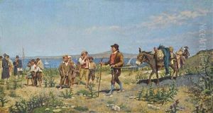 Travellers On A Coastal Path, Possibly Sicily by Marco De Gregorio